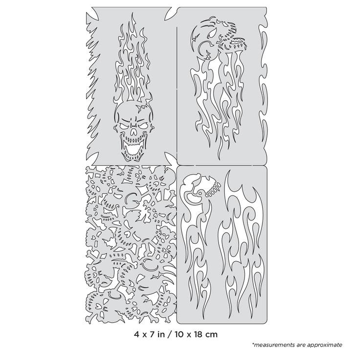 IWATA Artool Skullophenia Nano Freehand Airbrush Template by Craig Fraser | 758240150220