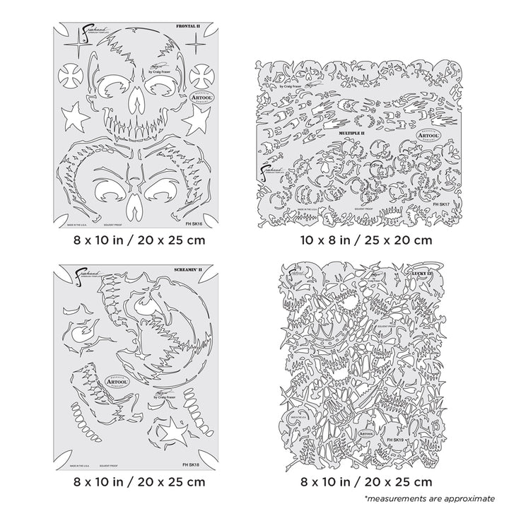IWATA Artool The Return of Skullmaster Set Freehand Airbrush Template by Craig Fraser | 758240138204