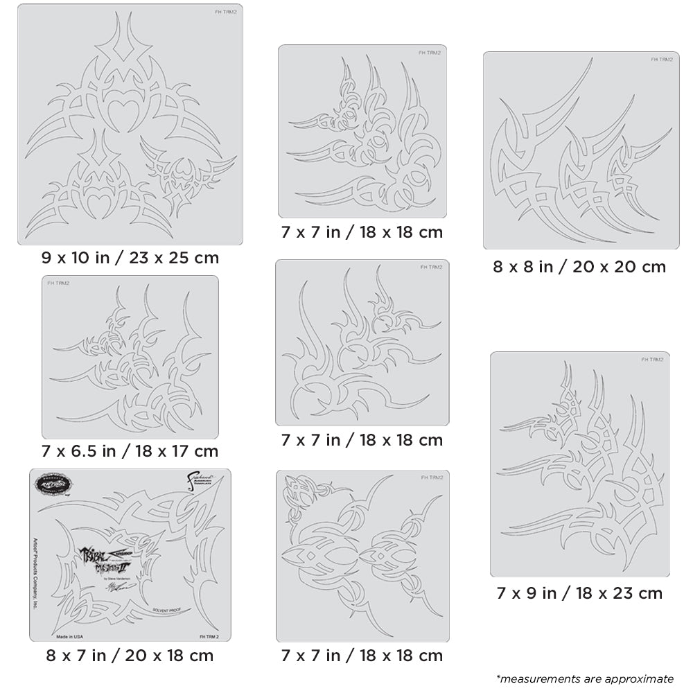 IWATA Artool Tribal Masters II Cornered Freehand Airbrush Template Set by Steve Vandemon | 758240133018