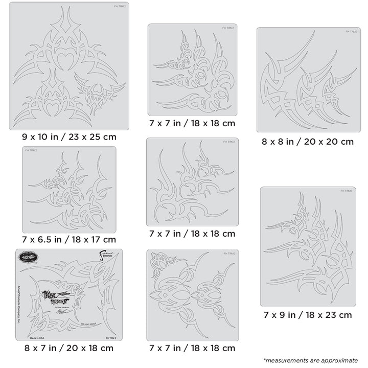 IWATA Artool Tribal Masters II Cornered Freehand Airbrush Template Set by Steve Vandemon | 758240133018
