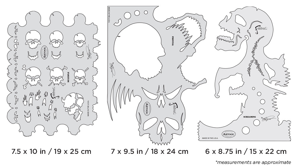 IWATA Artool Skullmaster Set Freehand Airbrush Template by Craig Fraser | 758240038030