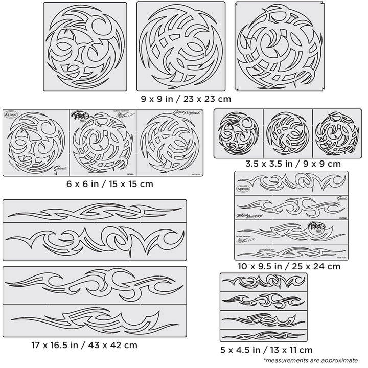 IWATA Artool Tribal Master Freehand Airbrush Template Set by Steve Vandemon | 758240133001
