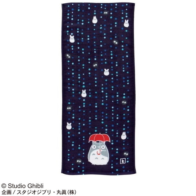 Marushin Studio Ghibli Imabari Gauze Series (Face Towel) "My Neighbor Totoro" - Rainy Night, Size: 13.4" x 31.5" | 4992272585292