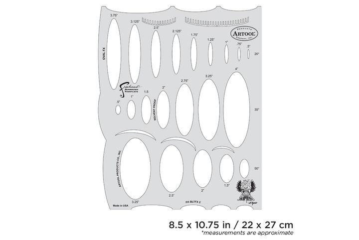 IWATA Artool Blasted FX Oval FX Freehand Airbrush Template by Ryan 'Ryno' Templeton | 758240150930