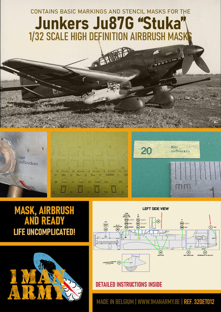 1ManArmy 1/32 Junkers Ju 87G Stuka for All brands Airbrush Masks | 714639354983