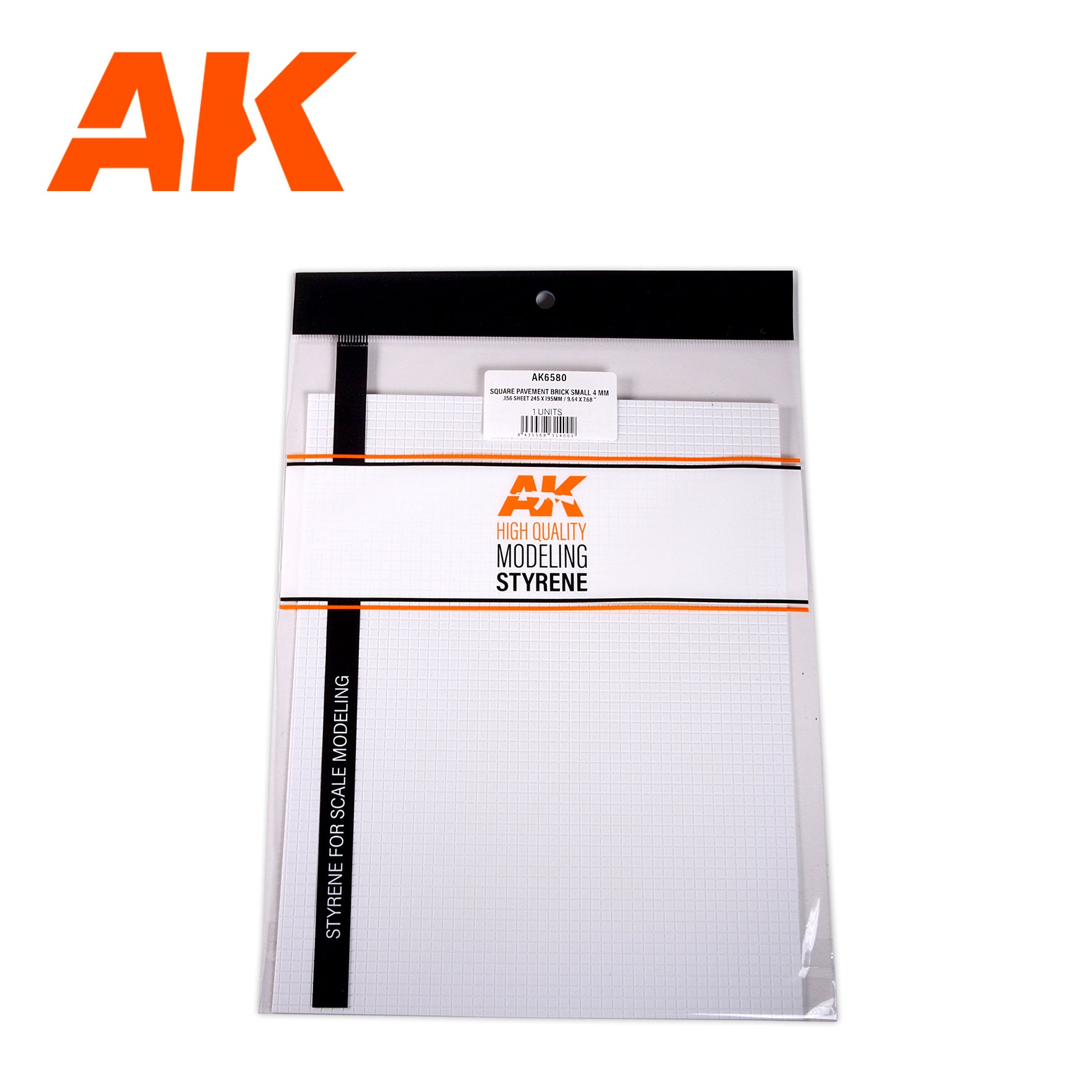 AK Interactive Textured Styrene Sheet - Square Pavement Brick Small - 245 x 195mm x 1 Unit | 8435568314009
