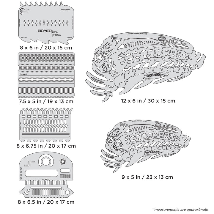 IWATA Artool Biomech FX Spinal TrapFreehand Airbrush Template by Mike Lavallee | 758240150817