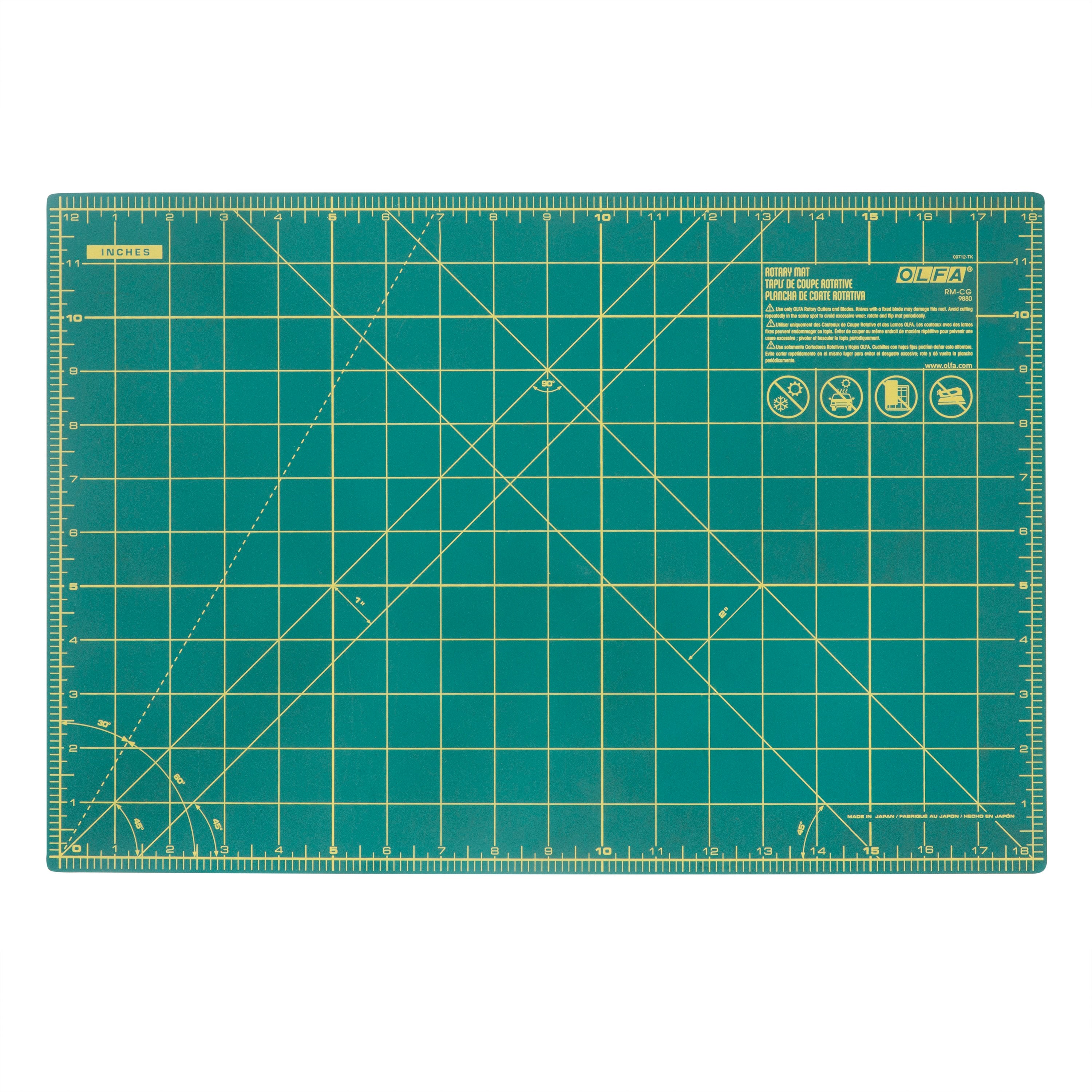 OLFA 12' x 18' Double Sided Rotary Mat, Green (RM-CG) | 91511300147