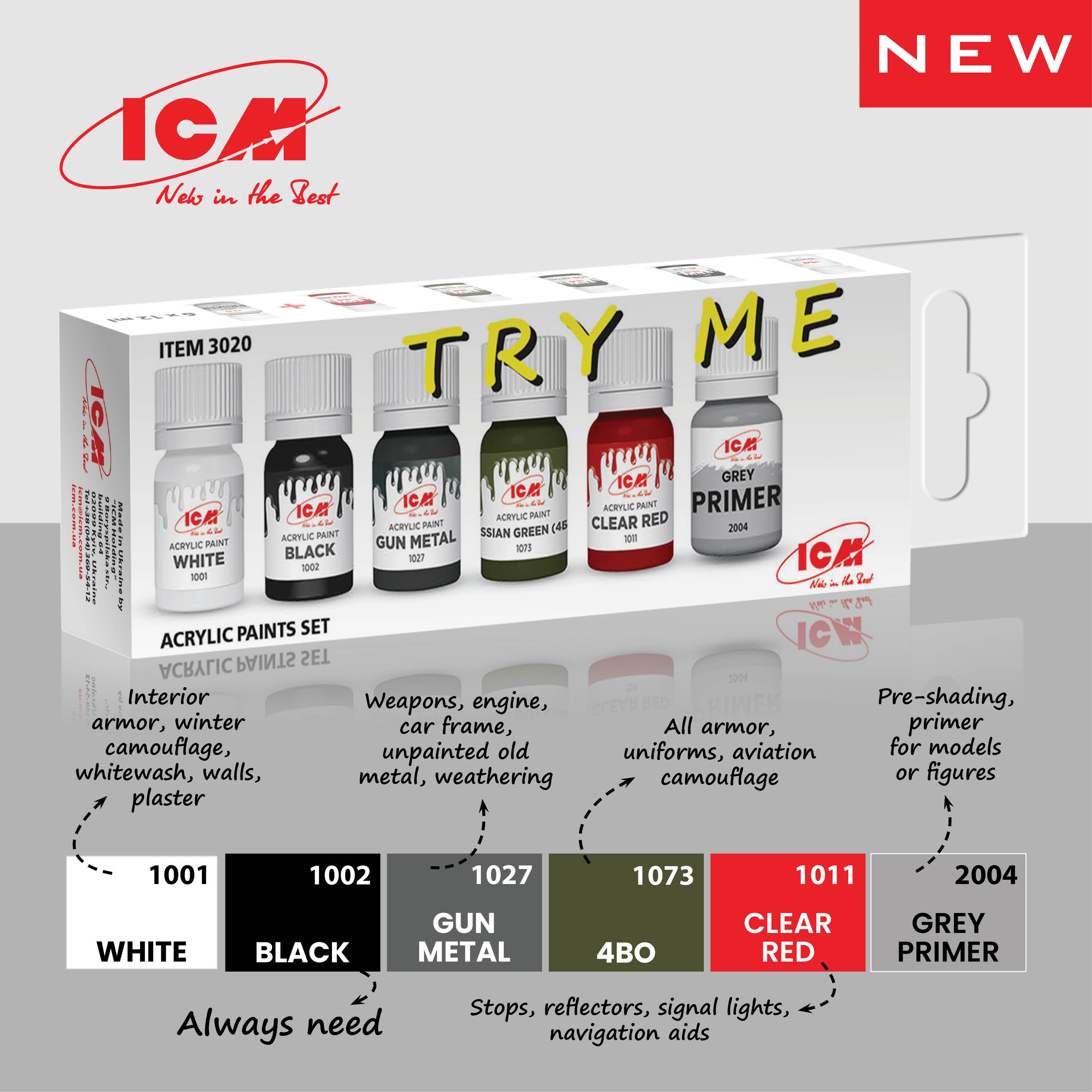 ICM TRY ME Acrylic Paint Set | 4823044409143