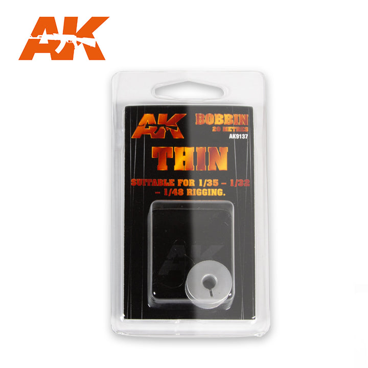 AK Interactive Elastic Rigging Bobbin Thin for 1:35 / 1:32 / 1:45 - 20m / 66ft | 8435568307568