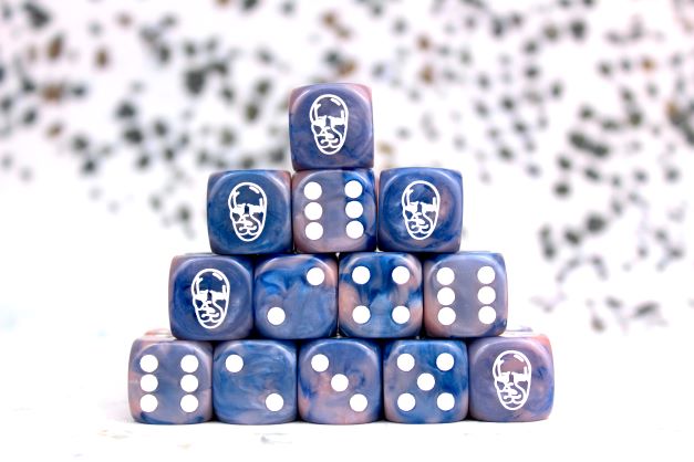 Conquest, Spires Faction Dice on Dark Blue swirl Dice (PBW8517)