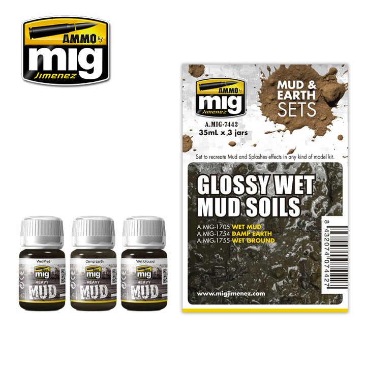 Ammo Mig Glossy Wet Mud Soils Mud & Earth Set | 8432074074427