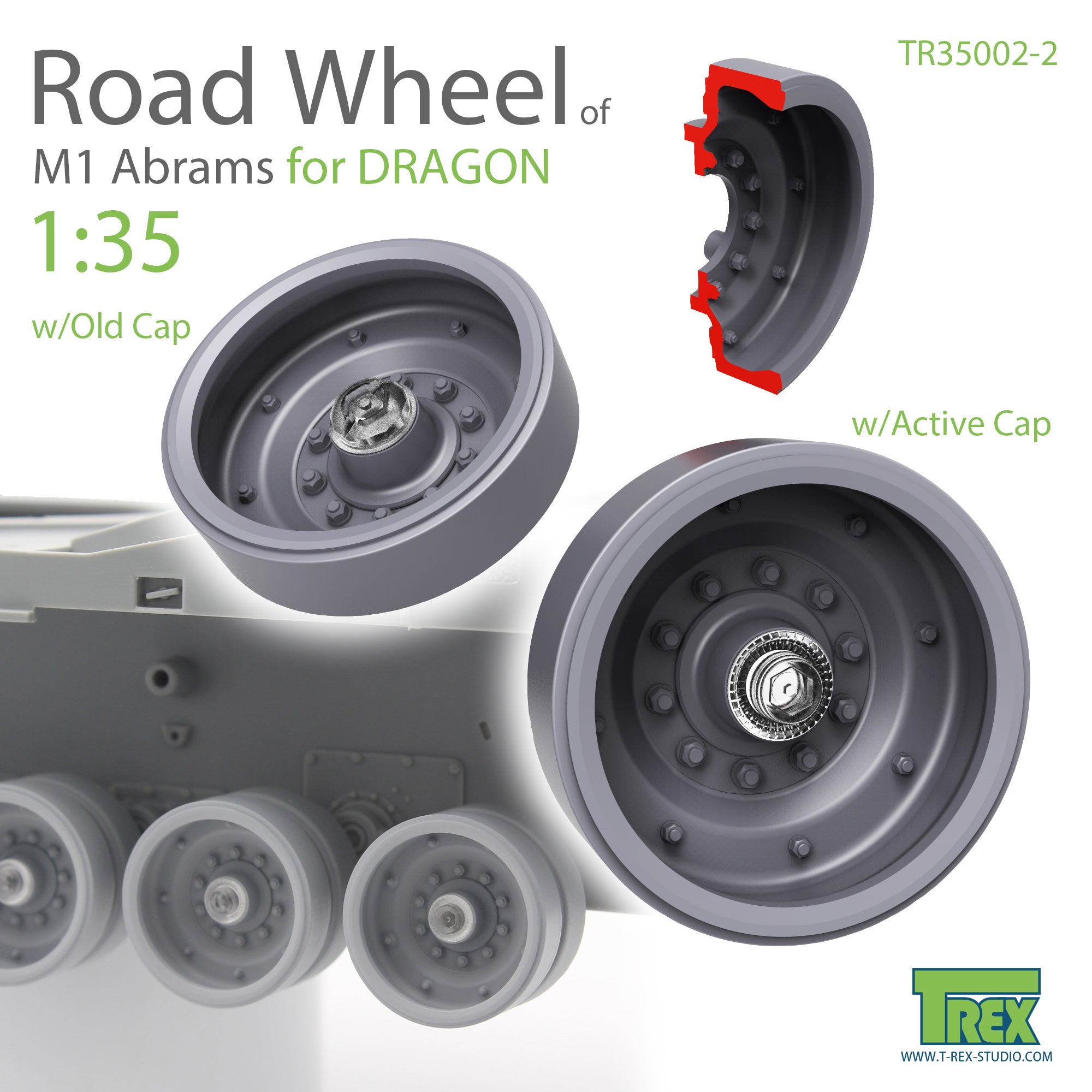 T-Rex Studio 1/35 M1 Abrams Road Wheel Set for Dragon | 6973984750282