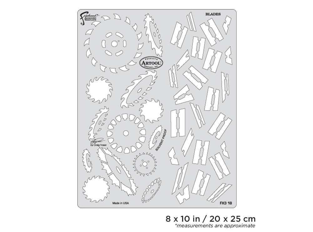 IWATA Artool FX3 Blades Freehand Airbrush Template by Craig Fraser | 758240138457