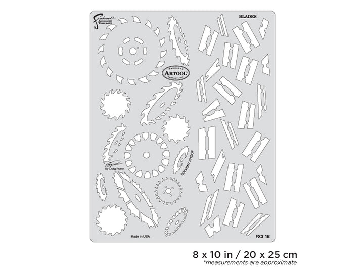 IWATA Artool FX3 Blades Freehand Airbrush Template by Craig Fraser | 758240138457