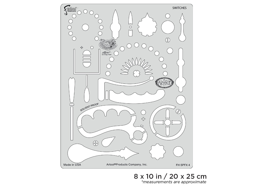 IWATA Artool Steampunk FX Switches Freehand Airbrush Template by Craig Fraser | 758240150633