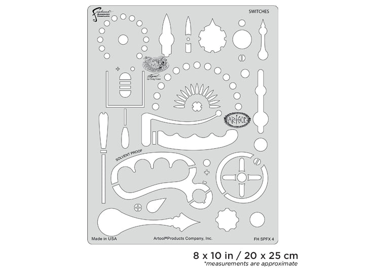 IWATA Artool Steampunk FX Switches Freehand Airbrush Template by Craig Fraser | 758240150633