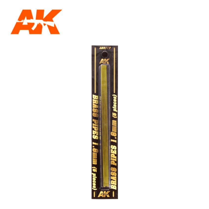 AK Interactive BRASS PIPES 1.8mm, 5 units | 8435568307230