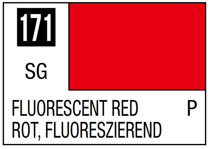 Mr Hobby Mr. Color 171 - Fluorescent Red (Gloss/Primary) - 10ml | 4973028635805