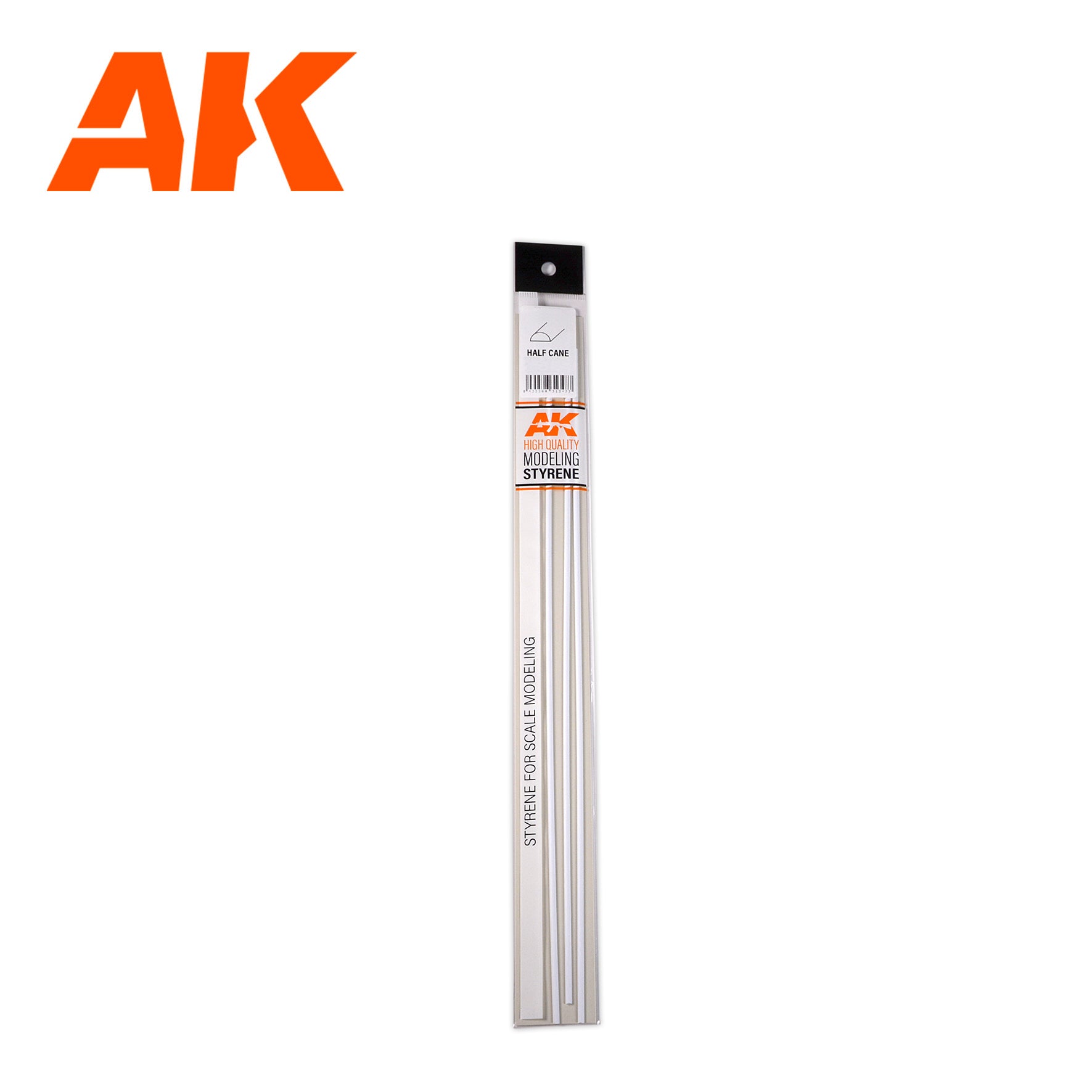 AK Interactive Styrene Half Cane - 3.00 x 350mm x 3 Units | 8435568313477