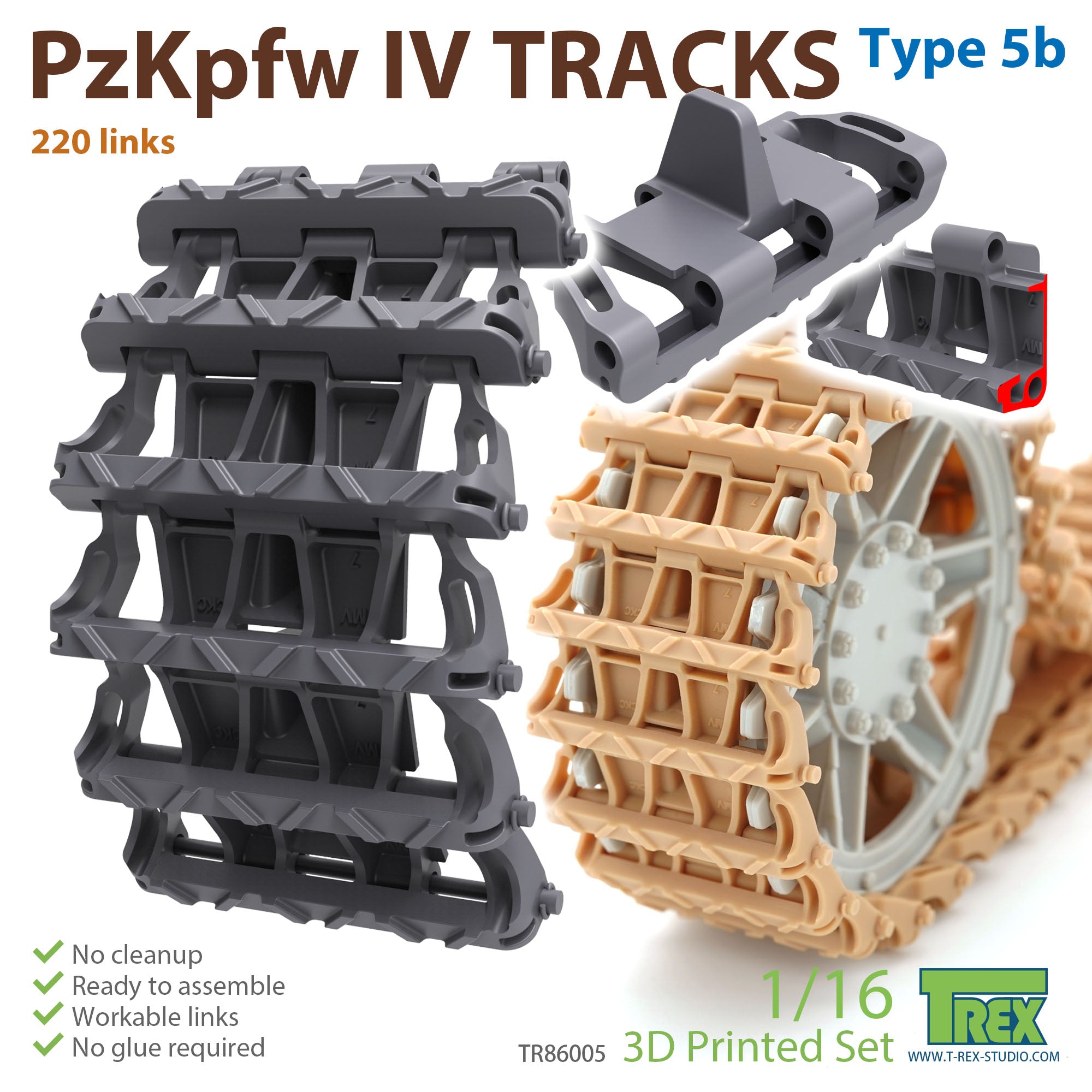 T-Rex Studio 1/16 PzKpfw.III/IV Tracks Type 5b | 6973984751289