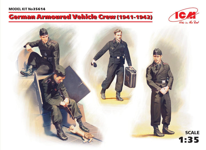 ICM 1/35 German Armoured Vehicle Crew (1941-1942) (4 figures and cat) | 4823044403981