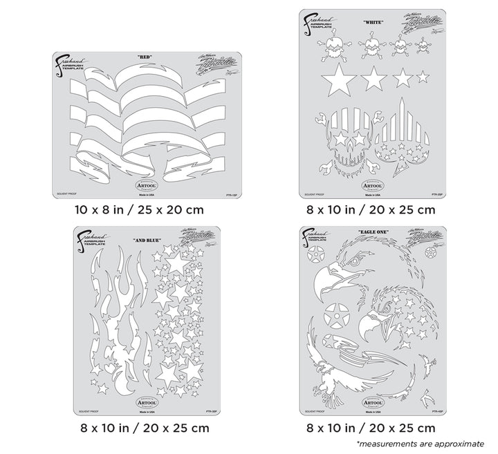 IWATA Artool Patriotica Freehand Airbrush Template Set by Craig Fraser | 758240138051