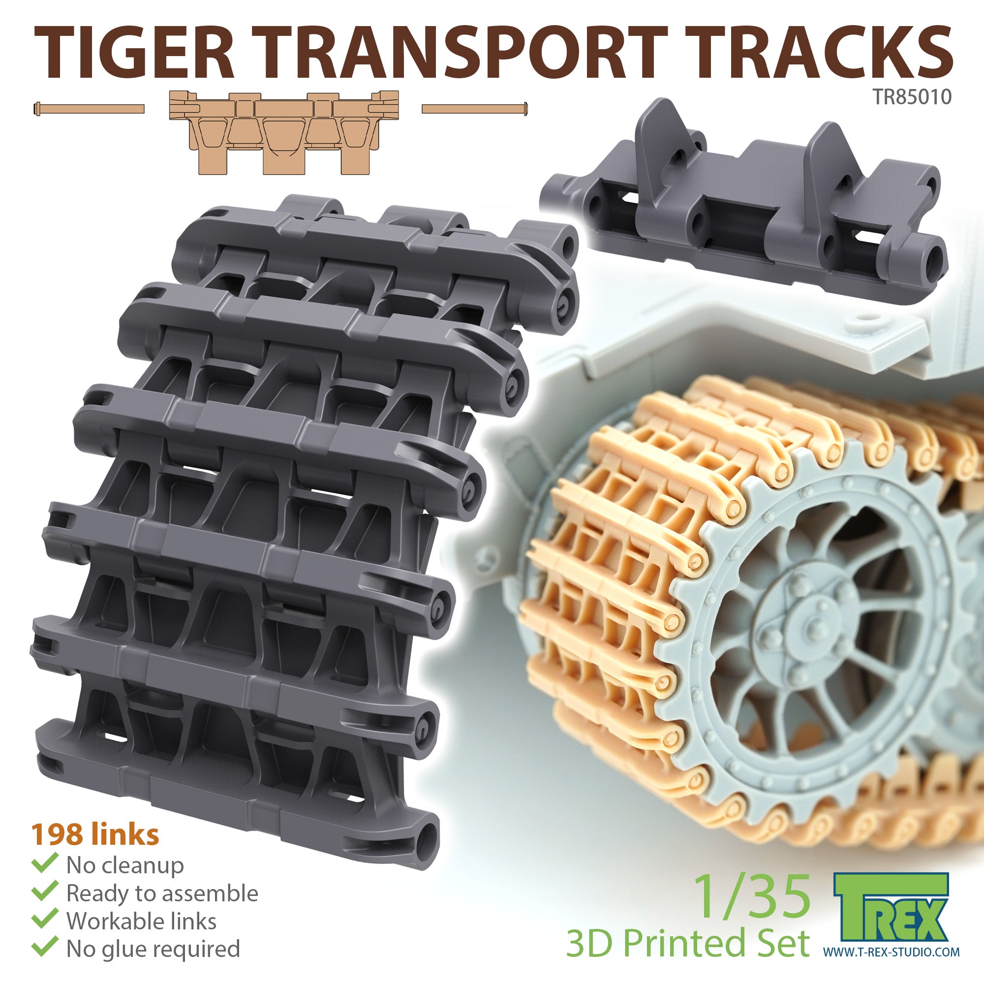 T-Rex Studio 1/35 Tiger Tracks Transport Type | 6973984751050