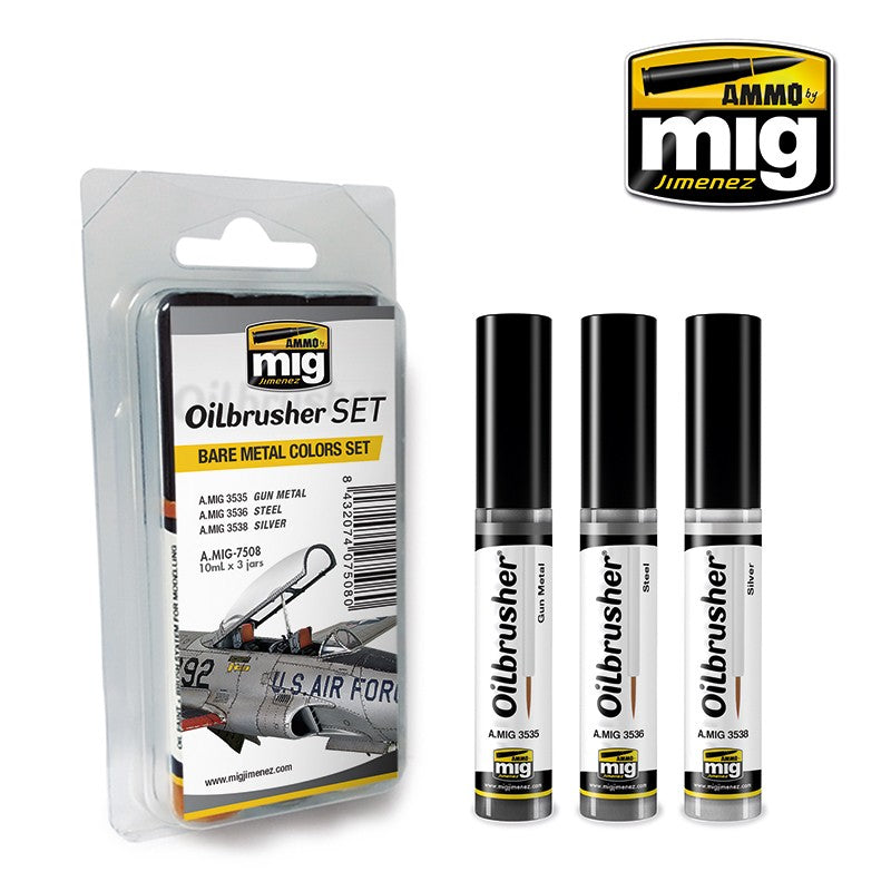Ammo Mig Oilbrusher Bare Metal Colors Set | 8432074075080