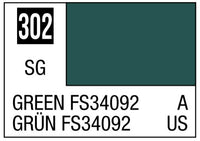 Mr Hobby Aqueous Color H302 Satin Green FS34092 Charcoal Lizard Camouflage 10ml Bottle | 4973028504927