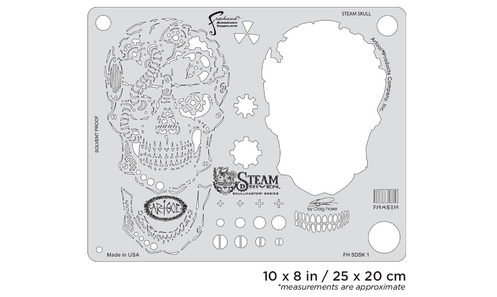 IWATA Artool Steam Driven Steam SkullFreehand Airbrush Template by Craig Fraser | 758240151043