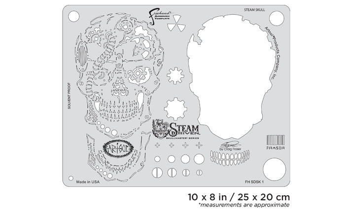IWATA Artool Steam Driven Steam SkullFreehand Airbrush Template by Craig Fraser | 758240151043