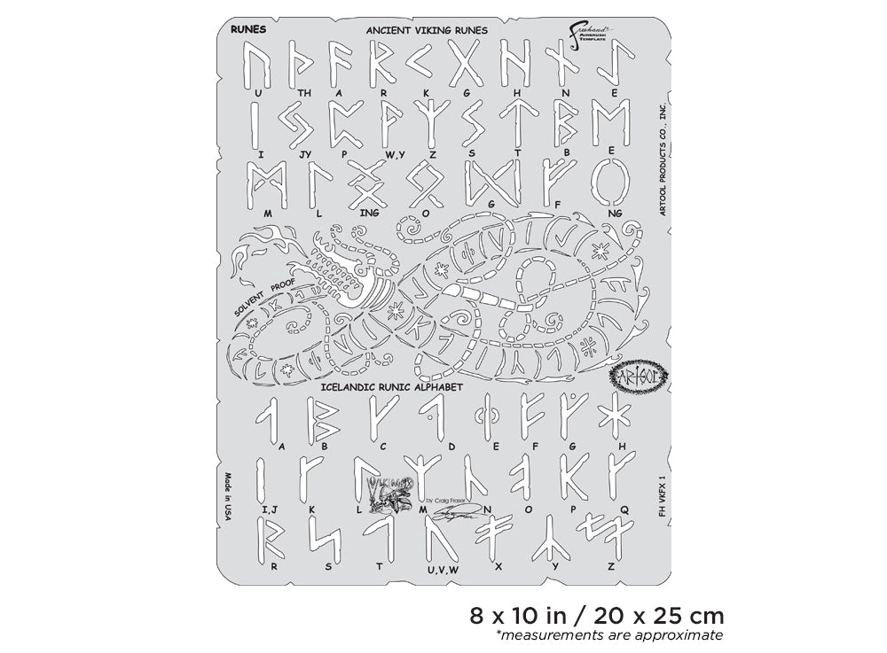 IWATA Artool Viking FX Runes Freehand Airbrush Template by Craig Fraser | 758240150848