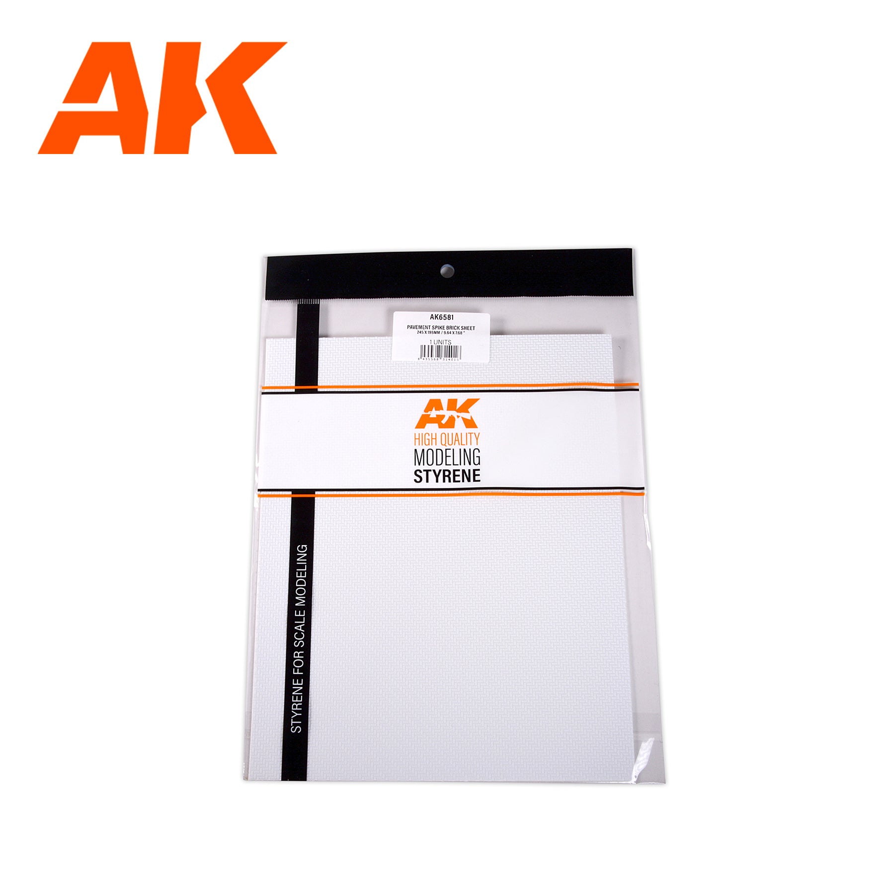 AK Interactive Textured Styrene Sheet - Pavement Spike Brick Sheet - 245x 195mm x 1 Unit | 8435568314016