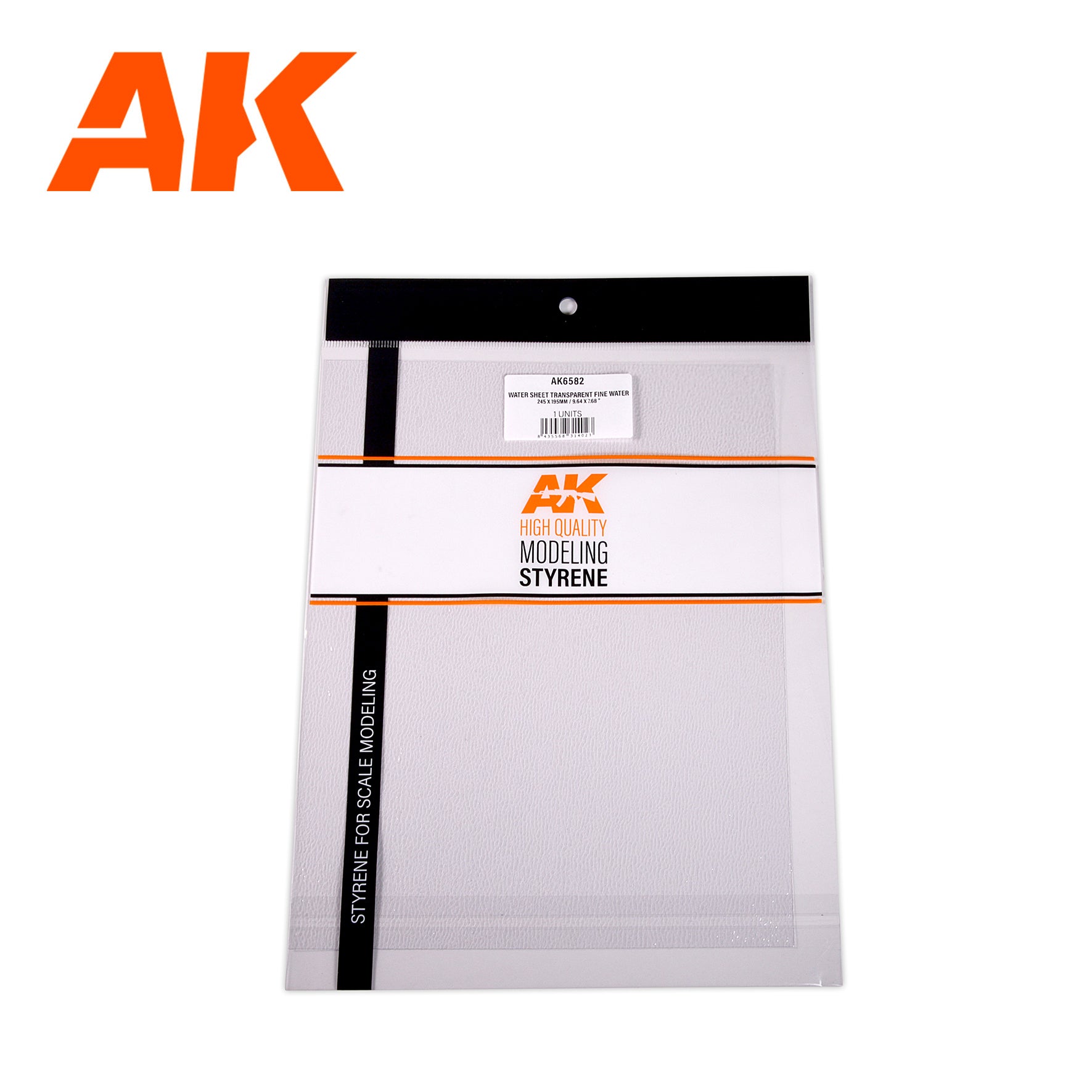 AK Interactive Textured Acrylic Sheet - Transparent Fine Water - 245 x 195mm x 1 Unit | 8435568314023