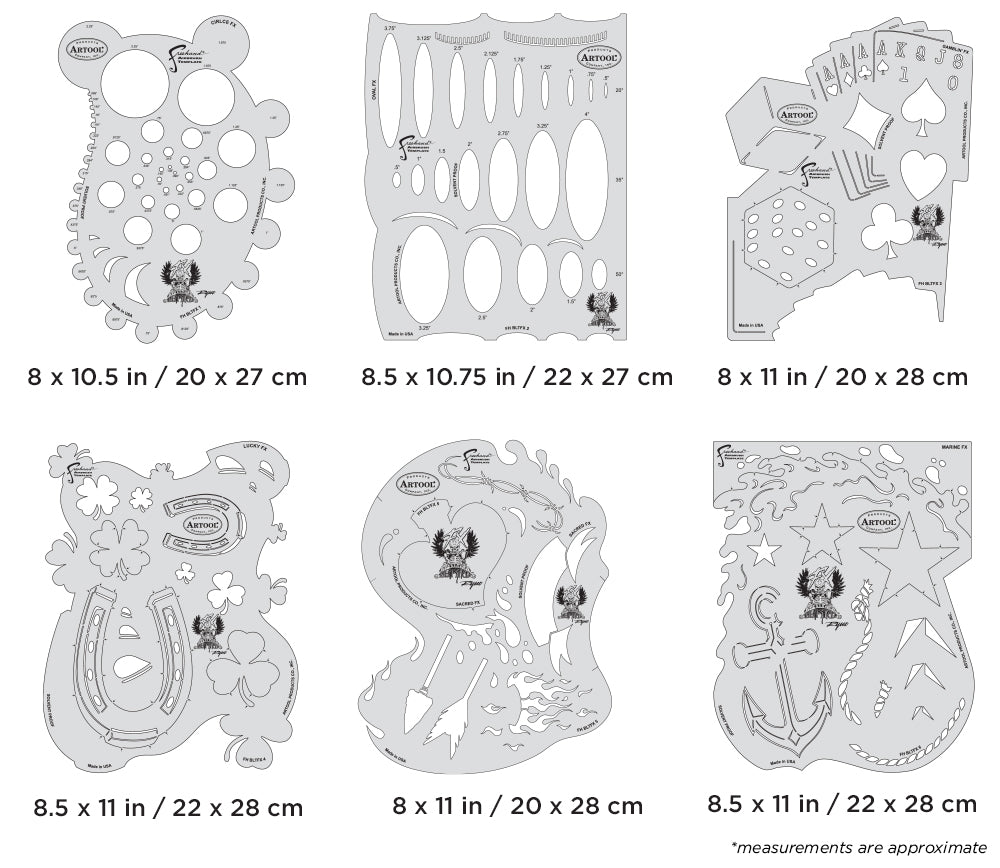IWATA Artool Blasted FX Set Freehand Airbrush Template by Ryan 'Ryno' Templeton | 758240150978