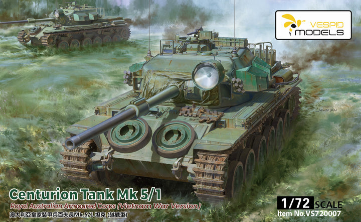 Vespid Models 1/72 Centurion Tank Mk5/1 Royal Australian Armoured Corps (Vietnam War Version) Metal Barrel + Metal Tow Cable | 000007200076