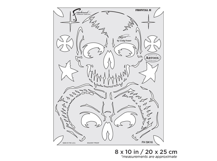 IWATA Artool Return of Skullmaster Frontal II Freehand Airbrush Template by Craig Fraser | 758240138167