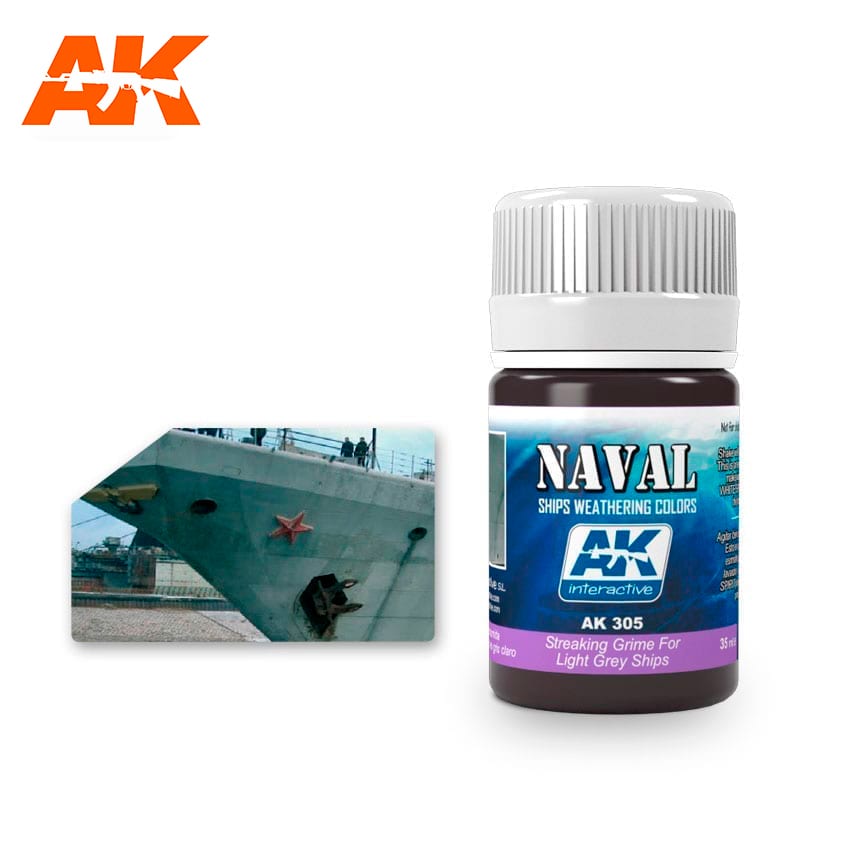 AK Interactive Streaking Grime For Light Grey Ships | 8436535573054