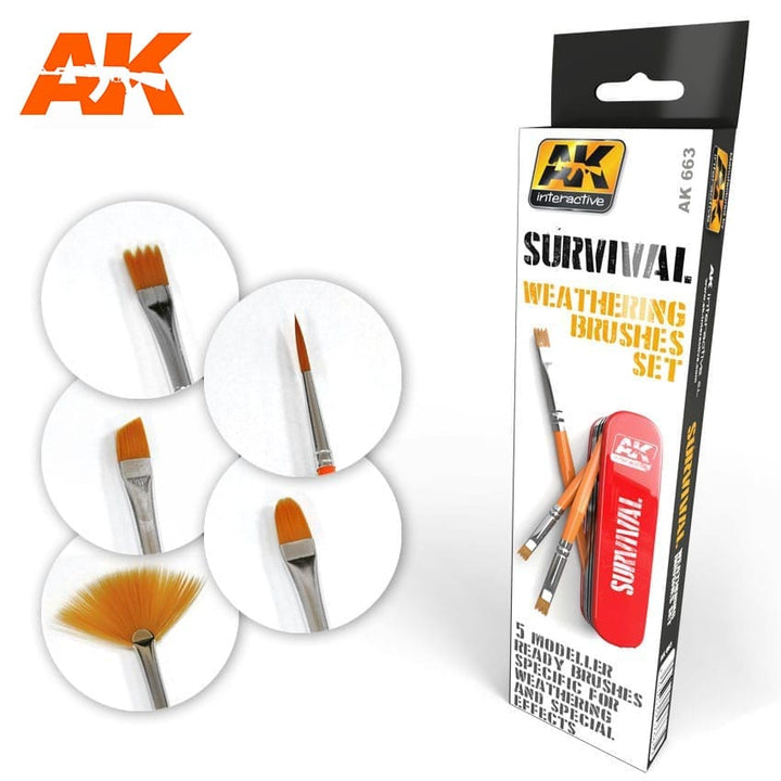 AK Interactive Survival Weathering Brush Set | 8436535576635