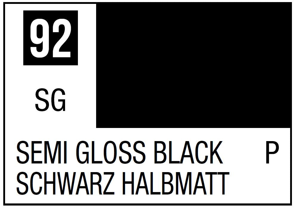 Mr Hobby Mr. Color 92 - Semi Gross Black (Semi-Gloss/Primary) - 10ml | 4973028635409