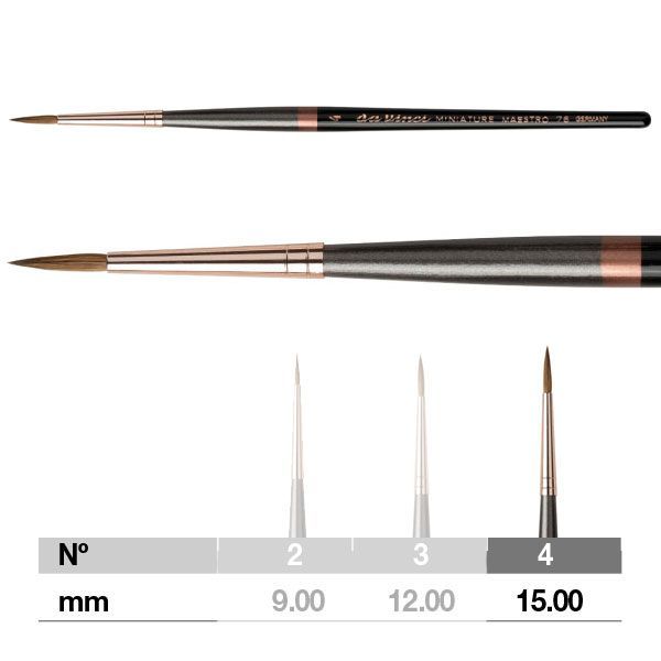 Da Vinci Miniature Maestro Series 76 Brush - Pointed, Short Handle, Size 4 | 4017505218379