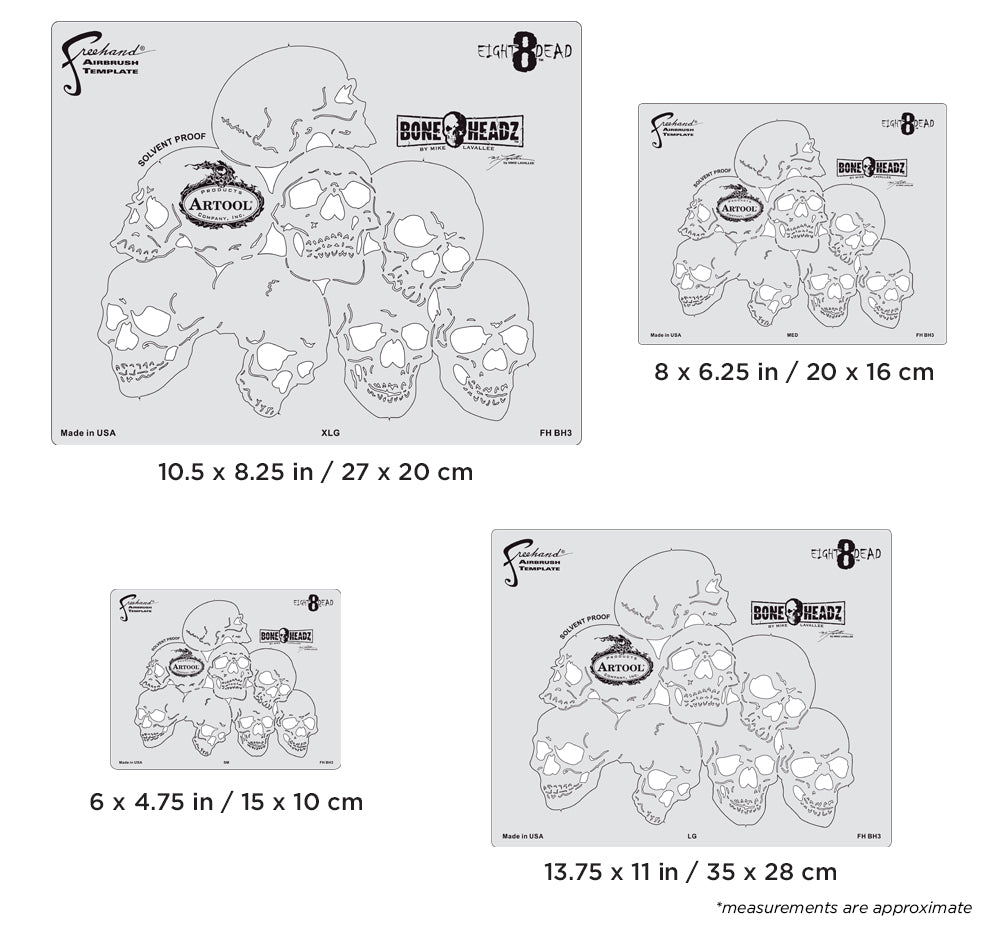 IWATA Artool Bone Headz Eight DeadFreehand Airbrush Template by Mike Lavallee | 758240003328