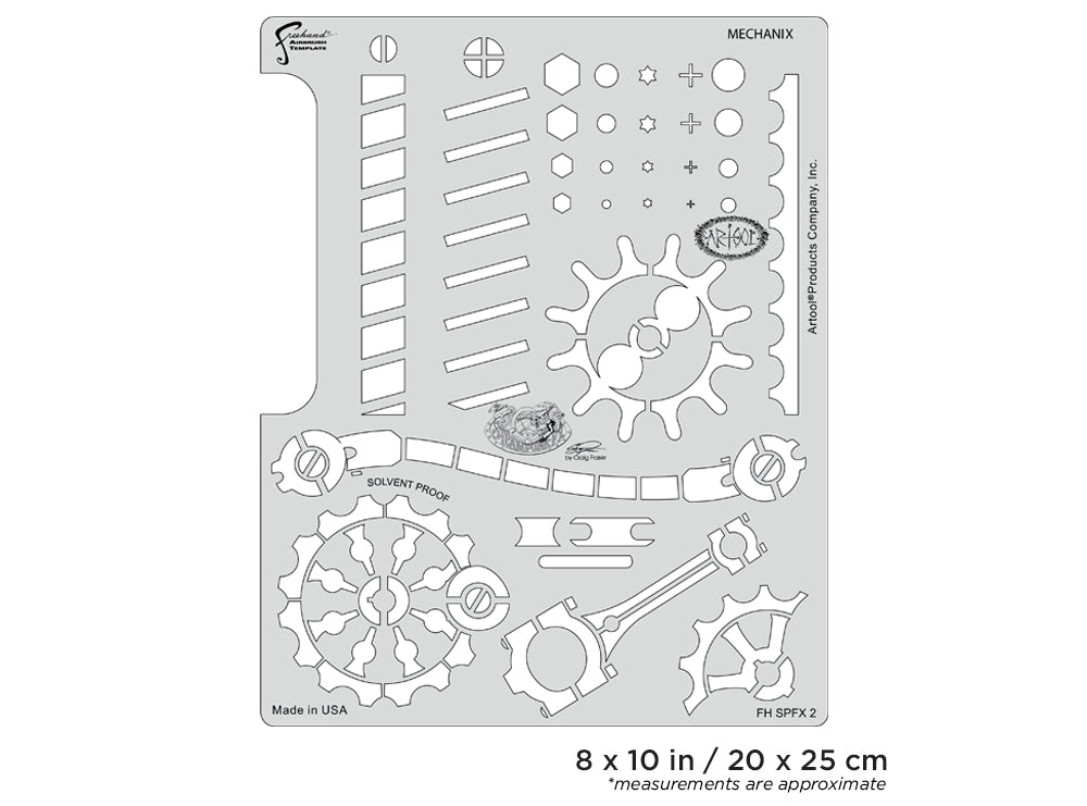 IWATA Artool Steampunk FX Mechanix Freehand Airbrush Template by Craig Fraser | 758240150619