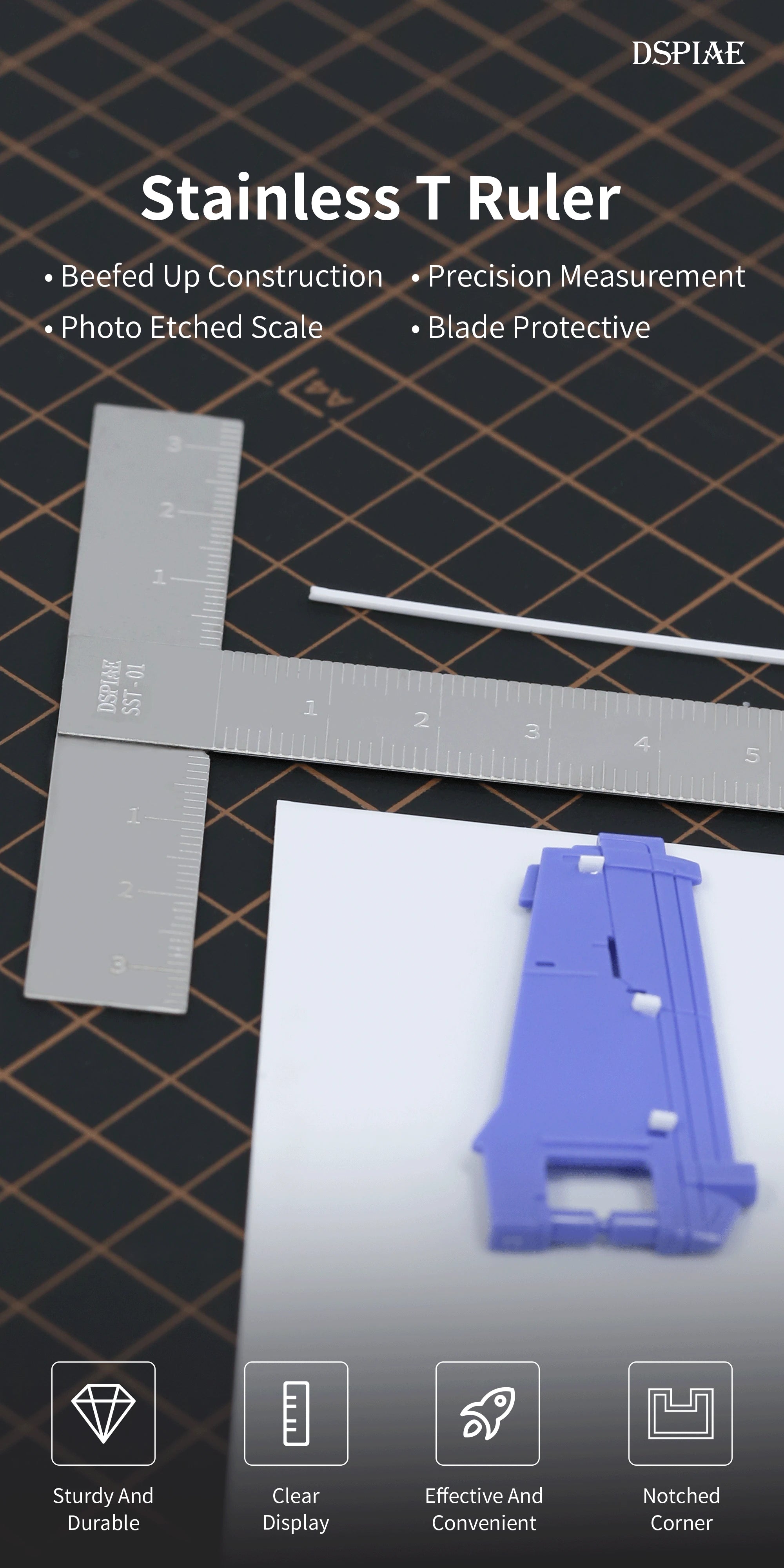 DSPIAE Stainless steel T Ruler | 6970845560080