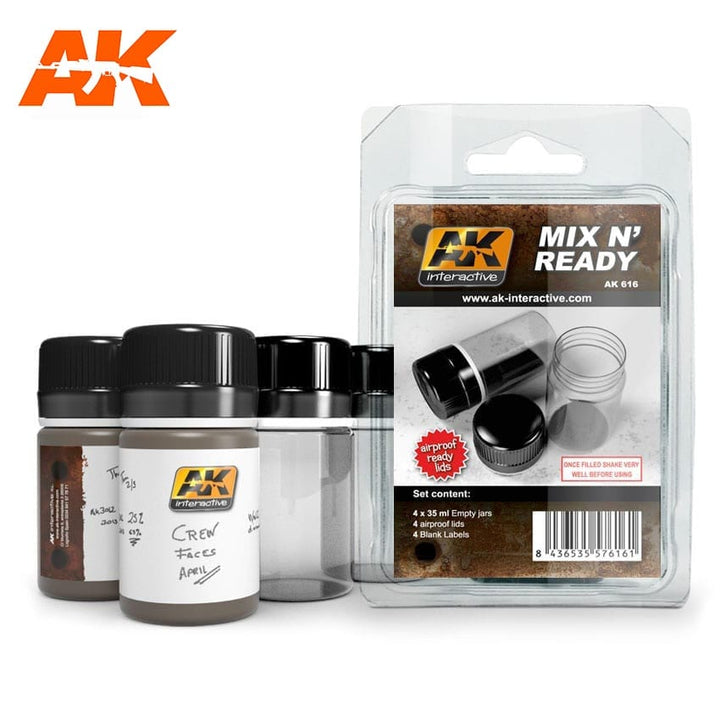 AK Interactive Mix N Ready (4 Empty Jars Whith Labels) | 8436535576161