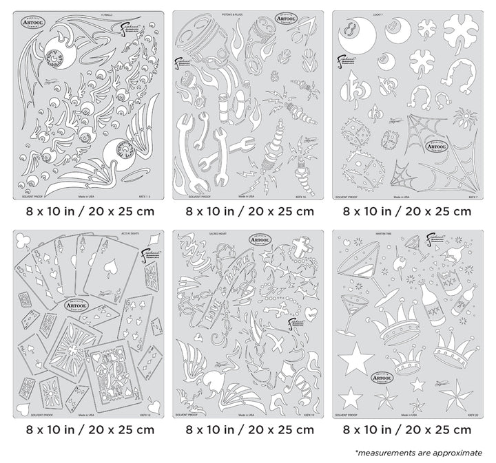 IWATA Artool Kustom Kulture Freehand Airbrush Template Set by Craig Fraser | 758240150213