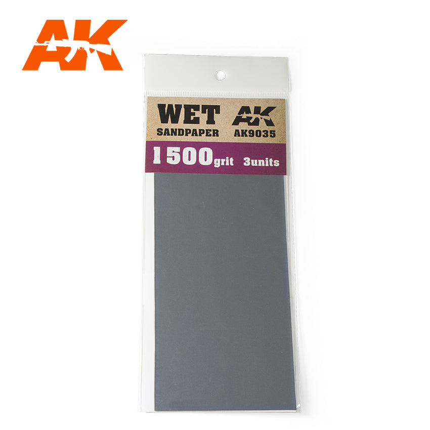 AK Interactive Wet Sandpaper 1500 Grit. 3 units | 8435568305403
