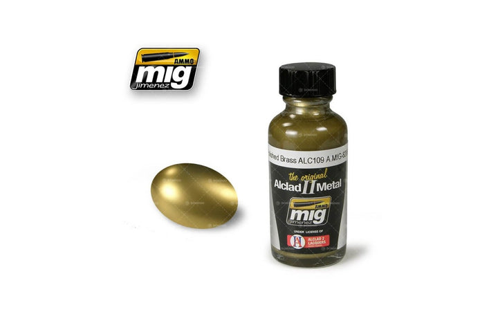 Ammo Mig Polished Brass Alclad Metallic Paint ALC109, 30ml | 8432074082064