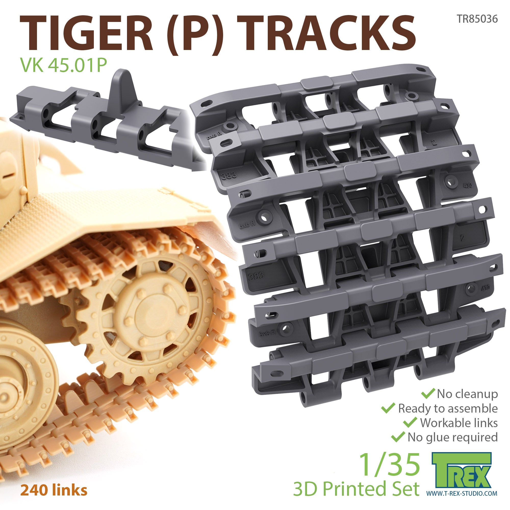 T-Rex Studio 1/35 Tiger (P) Tracks for VK 45. 01P | 6973984751388
